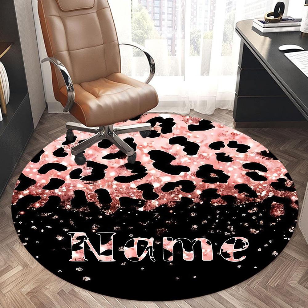 Fashion Customize Your Name Leopard Print Rug Nonslip Carpet Office Chair Mat For Home Design Gift Give To Relatives And Friends Bedroom Living Room