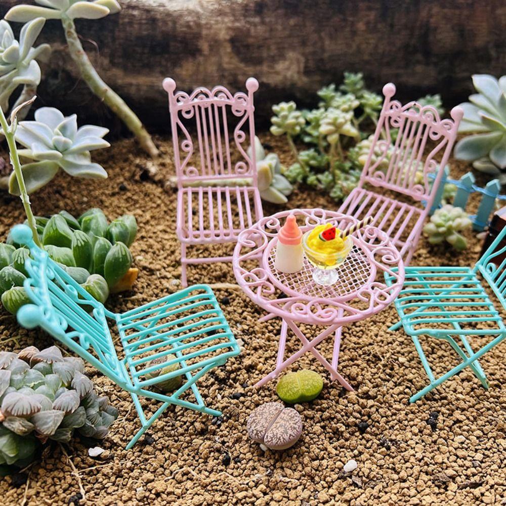 Dolls House European Style Scene Model Fairy Garden Seat Miniature Furniture Dollhouse Table Chair