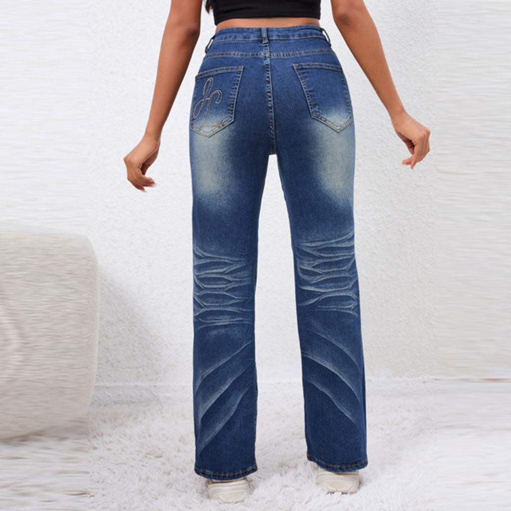 Модные мешковатые узкие эластичные прямые джинсы с высокой талией для девочек