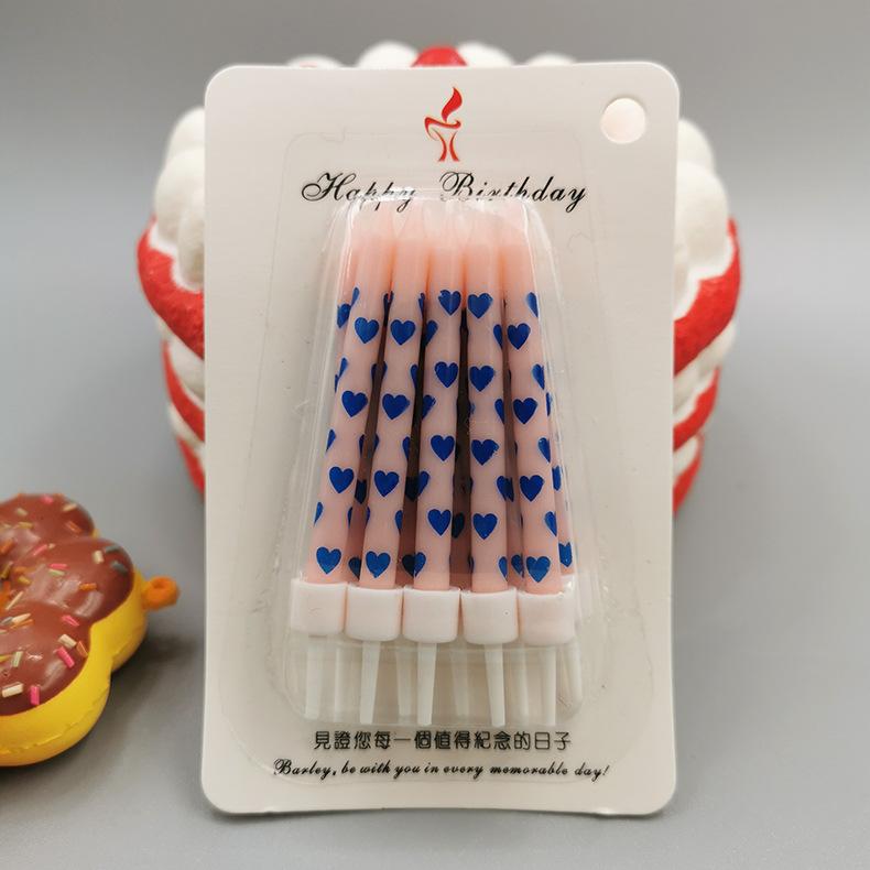Детские креативные разноцветные свечи для украшения торта, материалы для выпечки, с принтом в форме сердца, признание, свечи для дня рождения