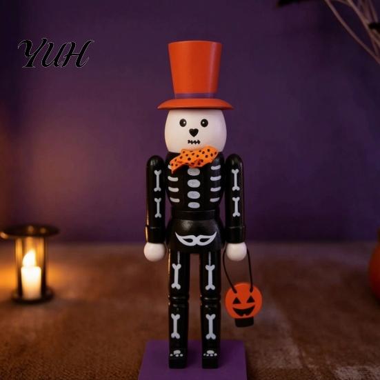 Fun Halloween Room Decor Nutcracker Figurine, 10 Inch Spooky Skeleton Statue, Scary Home Accents Gothic Table Centerpiece, Collectible Ornament