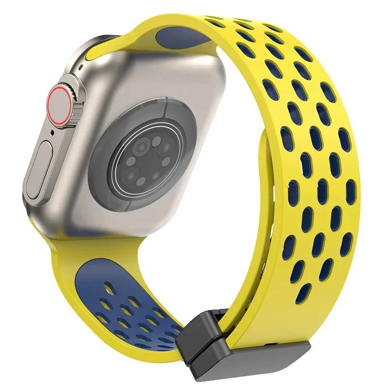 Магнитный силиконовый ремешок для Apple Watch Band Ultra 3 2 49мм 45мм 41мм Браслет для iWatch Series 11 10 9 8 7 6 SE 5 4 3 38мм 46мм 42мм 44мм