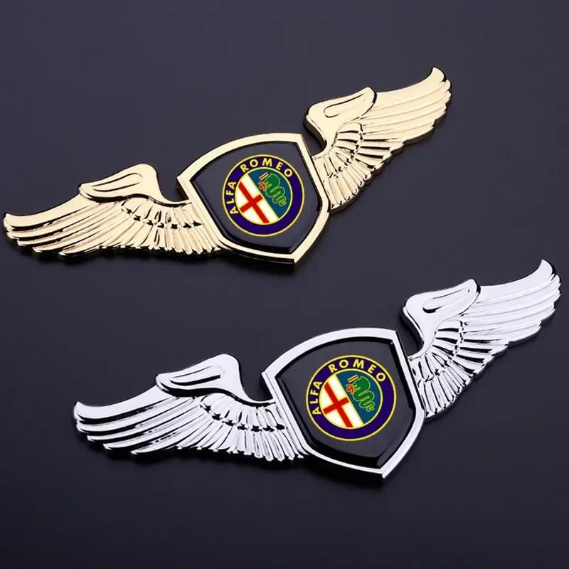 IZGZ4 Car Styling Metal Chromed Emblem Badge Sticker for Alfa Romeo Alfa Rome 155 159 156 Giulia Mito Stelvio 4C Spider GT Accessories