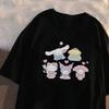 2026 Новая летняя футболка с мультяшным принтом HelloKitty, повседневная хлопковая футболка с коротким рукавом для женщин и девочек, милый кавайный стиль, уличная одежда