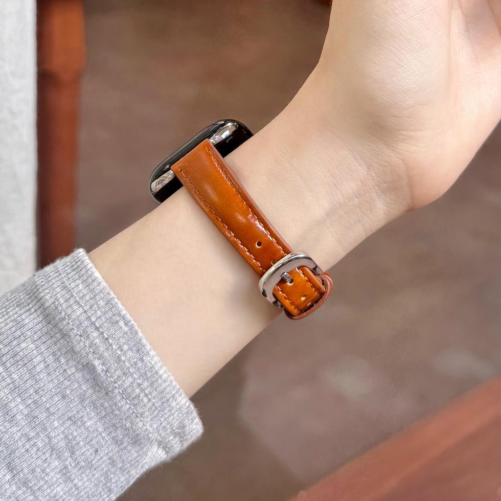 Премиальный кожаный ремешок с масляной отделкой для Apple Watch 49 46 45 44 42 41 40 мм Подарок девушке для всех моделей IWatch S11 S10 S9 S8 S7