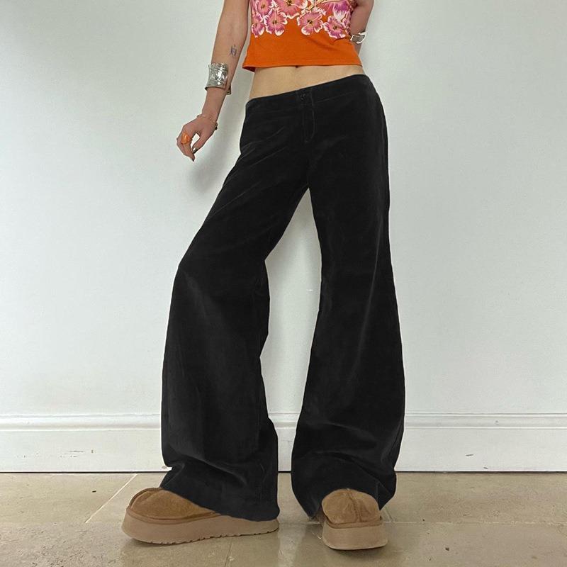 Женские ретро вельветовые базовые микро брюки осень и зима новые повседневные однотонные свободные прямые широкие брюки