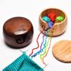 Handmade Wooden Yarn Bowl with Lid Durable Spiral-Open Design Crochet Thread Bowl for Organized Knitting