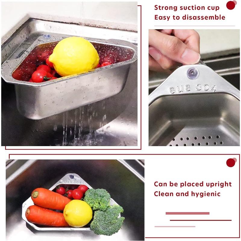 Фильтр для кухонной треугольной мойки, многофункциональная сливная полка для улавливания пищи, сливная корзина для кухонной мойки, угловые фильтры для мойки