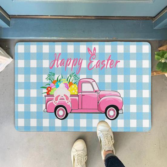 Декоративный напольный коврик с изображением пасхального кролика, влагостойкий нескользящий моющийся приветственный коврик для передней двери