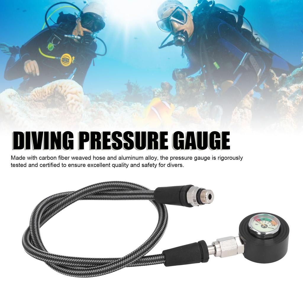 VGEBY Diving Pressure Gauge, Easy-to-Read, 360-Degree Rotating, for BCD Regulators and High-Pressure Hose, 8mm Diameter (65cm)