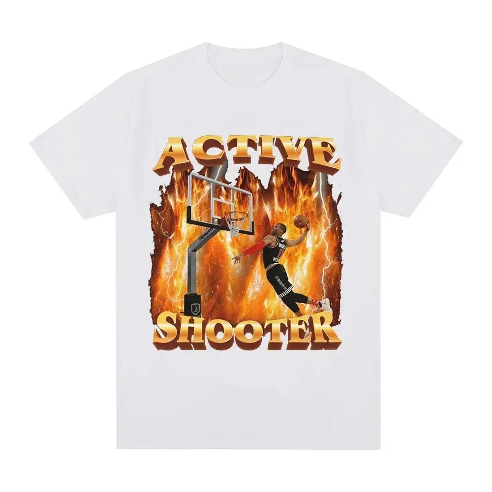 2025 Активный стрелок Смешная футболка с графикой мема Мужская и женская мода Ретро футболка с коротким рукавом Повседневный топ из чистого хлопка