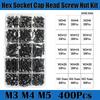 Hex Socket Head Cap Screws Nut M2 M3 M4 M5 M6 Grade 12.9 Machine Screw  Alloy Steel Black Bolt Nut Hexagon Socket Bolt Nut Kit