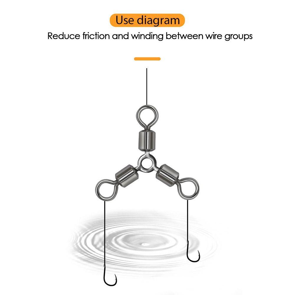 Hot High Quality Durable 3 way Bearing Fishing Rolling Swivels Connector Tackle Solid Rings