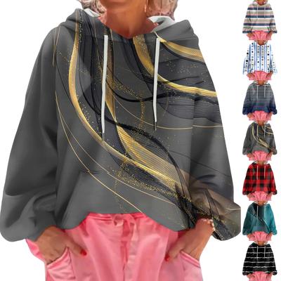 Женский худи свободного кроя с цветочным принтом и длинными рукавами