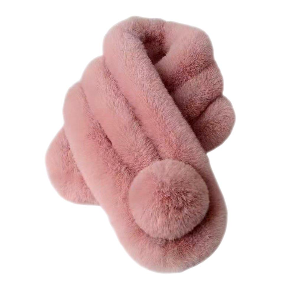 Faux Rabbit Fur Plush Cross Scarf Thicken Double-sided Neck Cover Shawl Women Girls