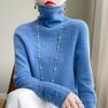100% Wool High Neck Hollow Knit Sweater - Women's Slimming Autumn/Winter Cashmere Base Layer