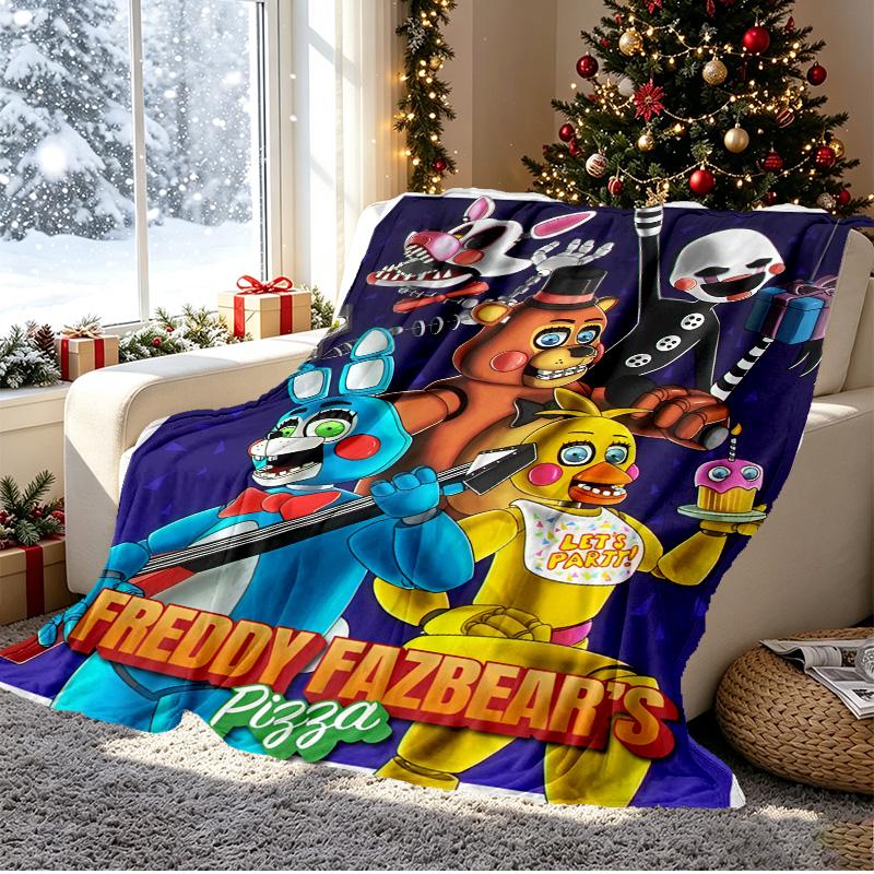 Five Nights at Freddy's Pattern Blanket for Home Decoration, Bed, Sofa, Car Travel, Camping, Suitable for All Seasons, Birthday Christmas Gift