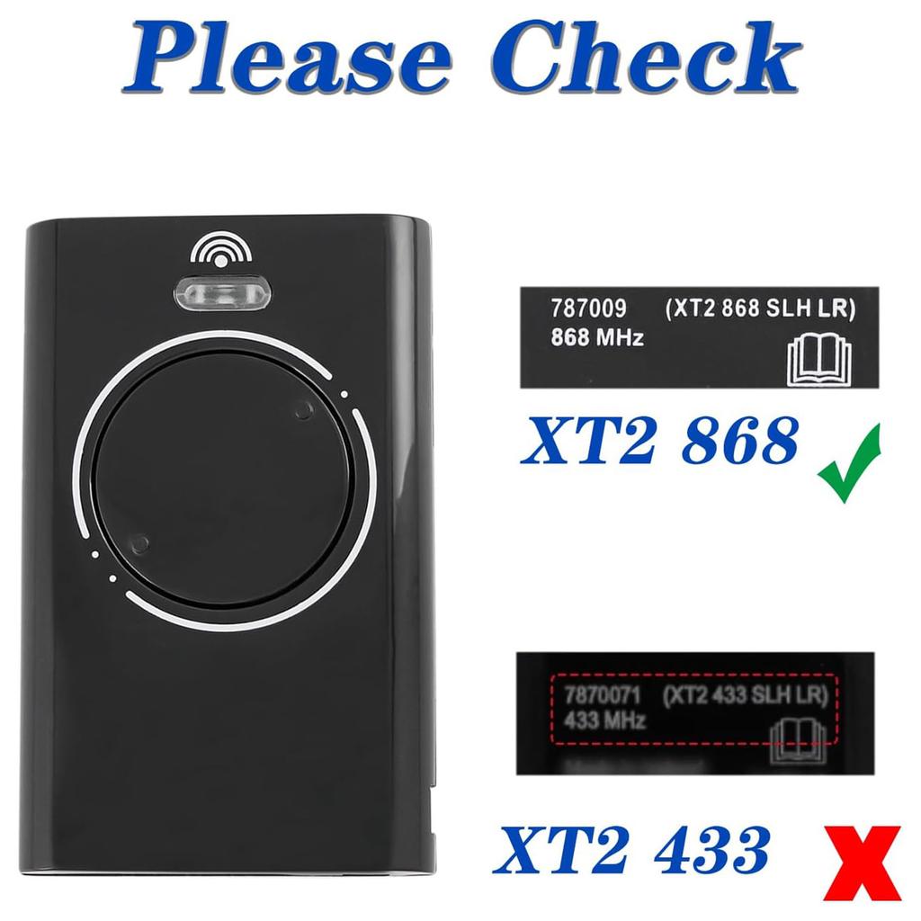 868MHz Gate Remote Fob Garage Door Remote Handheld Garage Gate Remote Control with Indicator for XT4 XT2 868 SLH LR