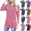 Long Sleeve Shirts For Women Lightweight Crewneck Button Down Sweaters Tunic Tops O-Neck
