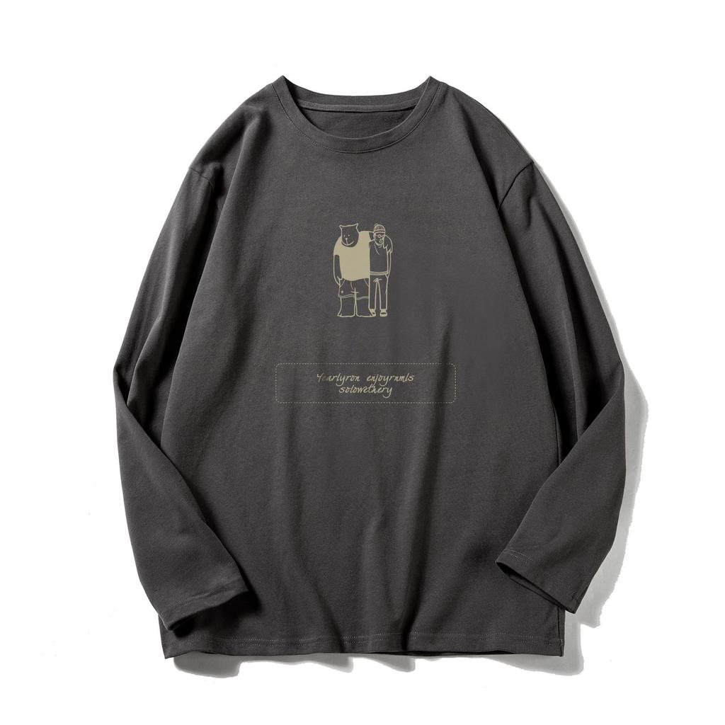 Long-sleeved T-shirt Men's Fall Fun Printing Loose Casual Bottoming Shirt Youth Simple Comfortable Versatile Thin Models of Tops