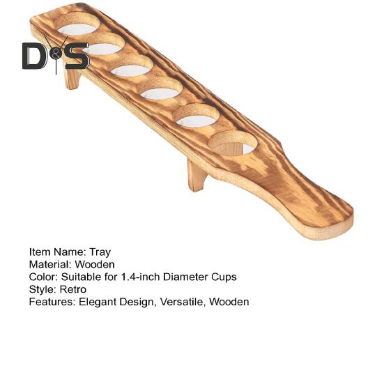 Стойка для бокалов для вина 6 маленьких бокалов для вина, деревянный держатель для вина, поднос для виски, водки, текилы, хороший помощник для вечеринок, домашнего бара, ресторана