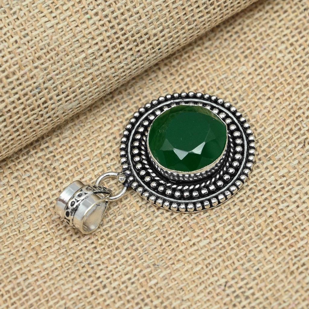 Green Onyx 925 Sterling Silver Handmade Gemstone Pendant Anniversary Gift