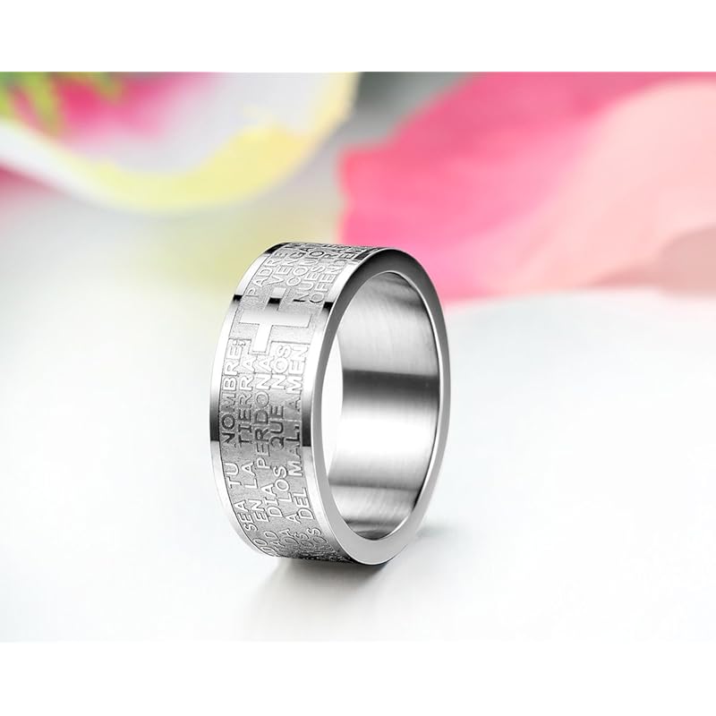Мужские кольца из нержавеющей стали кольцо для помолвки крест кольцо с библией штамп молитва Господня простая мода круто Популярность Стильный для моего парня для моего