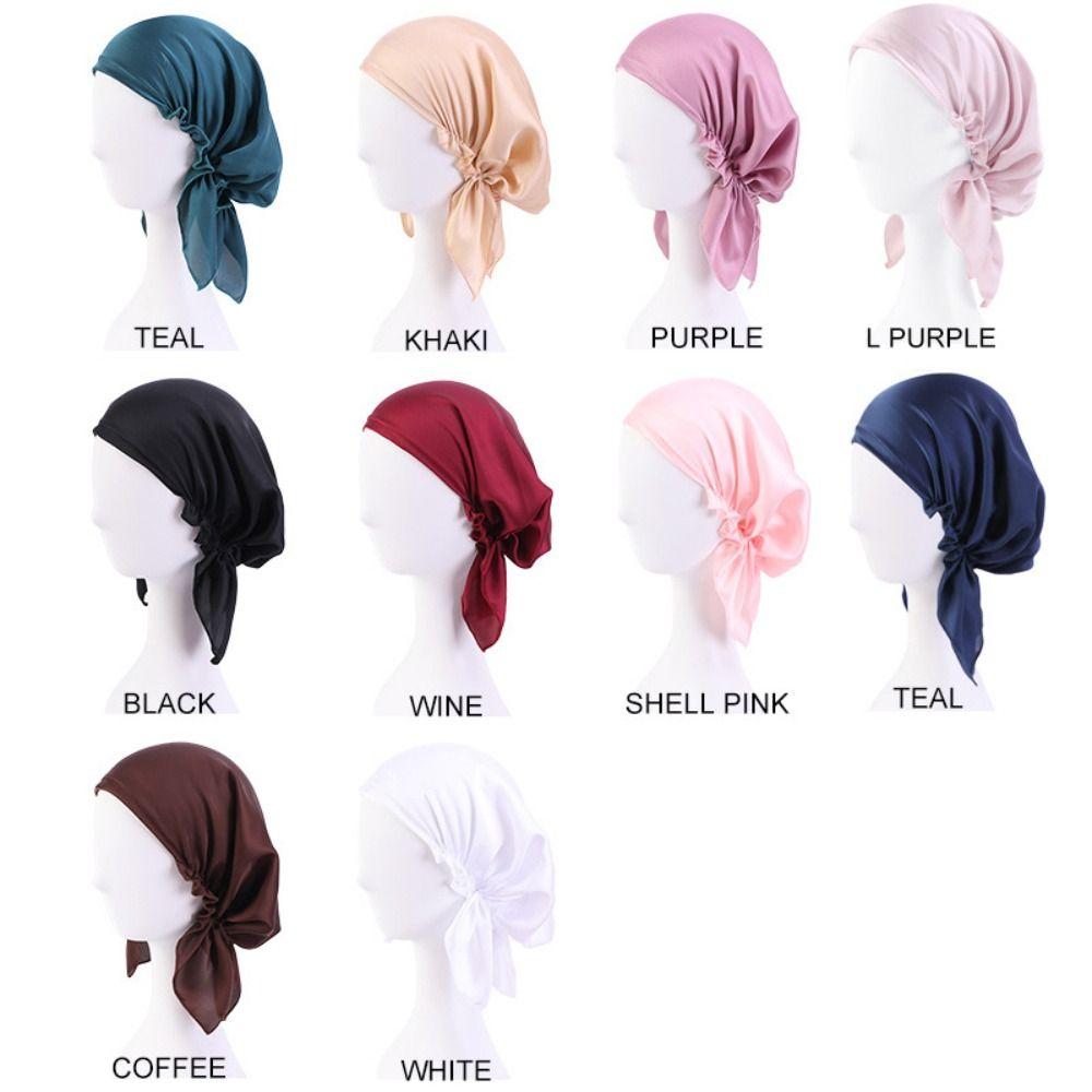 Women Bowknot Sleep Hat Breathable Silk Chemo Caps New Satin Night Cap