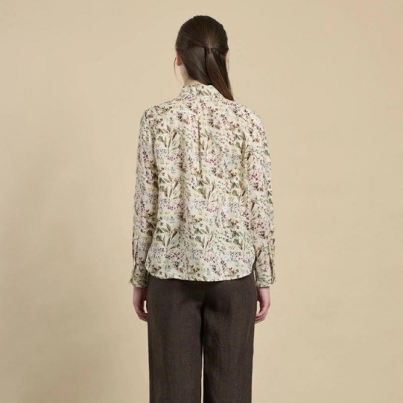 Bcbg Floral Linen Blouse B6m3b403