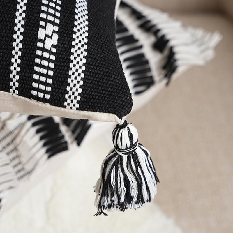 Наволочка Геометрический жаккард Наволочка Хлопок Стирающаяся ткань Чехол для подушки 45х45см Украшение для гостиной