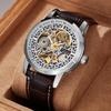 Мужские механические часы, модные высококачественные автоматические механические часы с полым ретро-ремешком