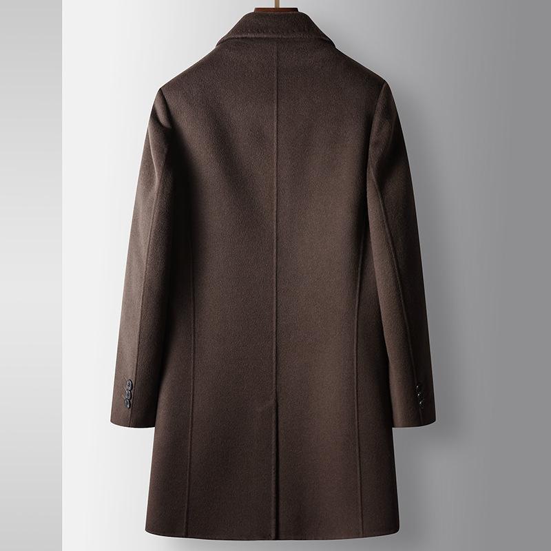 Men's Woolen Coat Autumn and Winter Medium and Long Executive Lapel Take-off Goose Down Liner Middle-aged Business Double-sided Woolen Coat