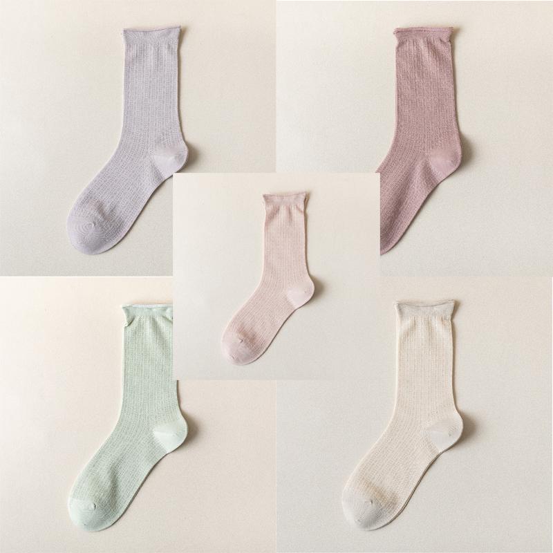 5 пар/комплект женские носки весна-лето Harajuku однотонные носки женские хлопковые дышащие носки средней длины Calcetines Mujer новые