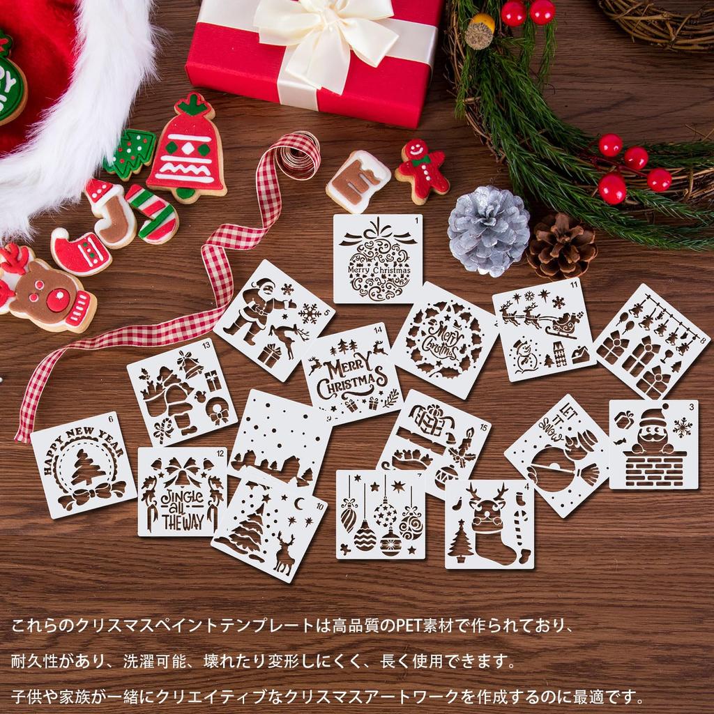 Лист трафарета Рождественский трафарет Шаблон трафарета для рисования Блокнот Альбом для скрапбукинга Набор из 16 шт. (Б 16шт.)