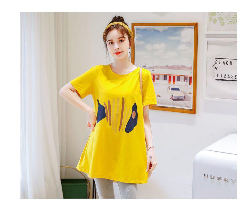 2024 Mid-length Korean Loose Maternity T-Shirt - Trendy Spring/Summer Short-Sleeved Tops