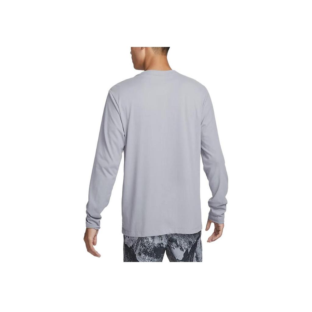 Nike Пуловер Dri-Fit с круглым вырезом, быстросохнущая футболка с длинным рукавом, мужские футболки, цементно-серый FN0828078