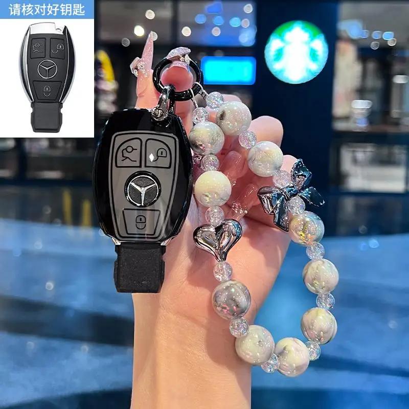 TGM3 Female Key Case for Mercedes Benz CLS CLA GL R SLK AMG A B C S Class 3 Button Remote Car Key Cover Holder Keychain Accessories