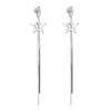 925 Sterling Silver Tassel Earrings For Women Zirconia Star Long Earrings Chain Oorbellen Boucle D'oreille New Trendy S-E865