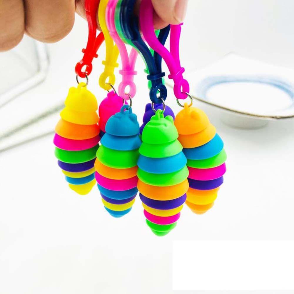 Stress gift Anti-Anxiety Relieve Stress Keyring Snail Caterpillar Key Chain Squeeze Sensory Mini Finger Slug pendant