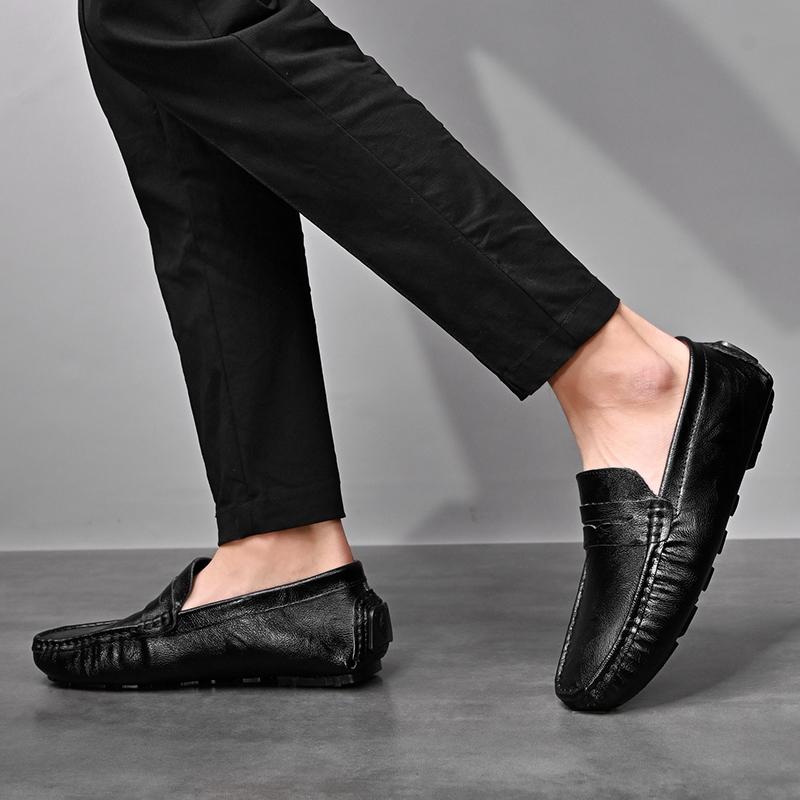 Men’s Moccasins White Loafer Brown Driving Shoes Comfort Flats Wide Shoes Slip-ons Plus Size Shoes for Men Over Sized