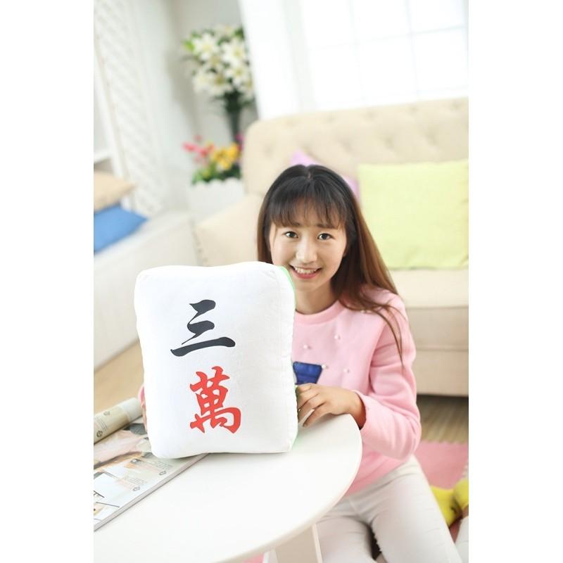 Mahjong Themed Plush Pillow Toy With Pp Cotton Filling For Home Decor Gift Special Characters Included