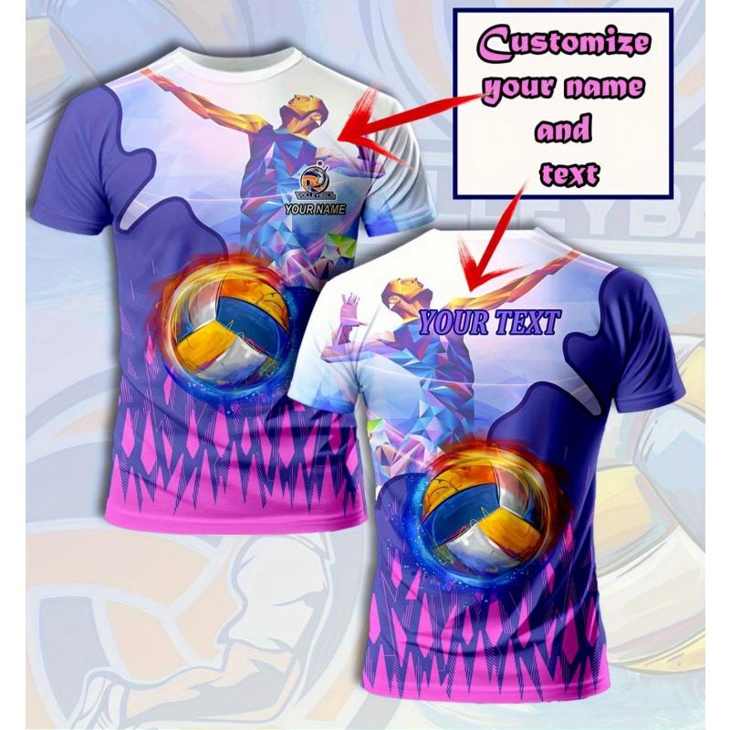 3D Printed Volleyball Jerseys T-shirt For Men Customized Graphic T Shirts Fashion Casual