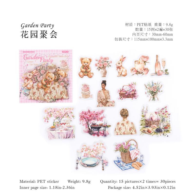 30pcs/1lot kawaii Stationery Sticker leisure life junk journal Decorative Scrapbooking DIY Craft Sticker