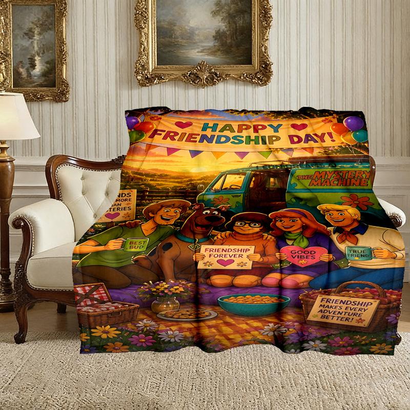 1pc SCOOBY-DOO Blanket, Home Printed Throw Blanket - Soft Blanket Gift for Family, Washable Sofa Bed Blanket