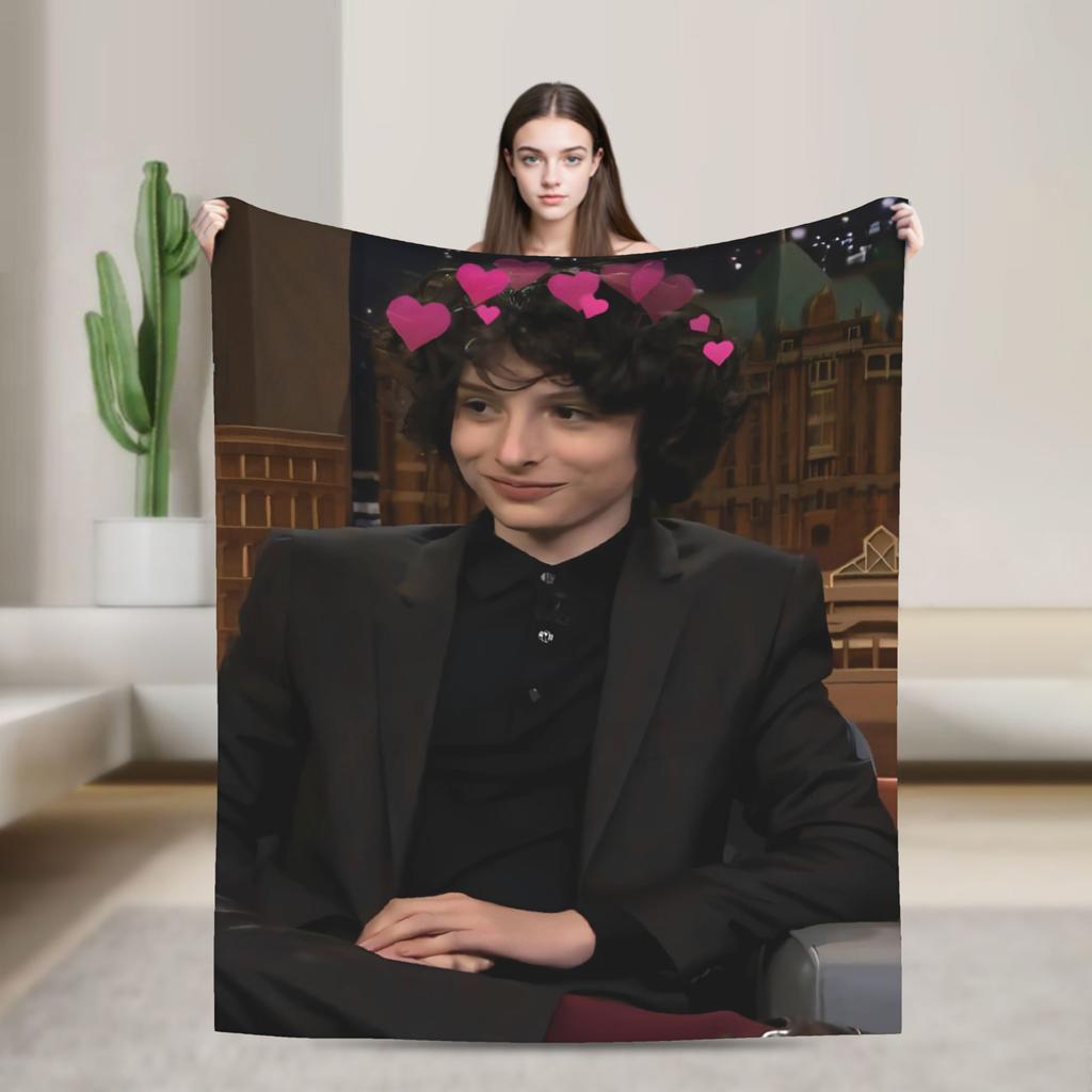 Finn Wolfhard Flannel Blanket Winter Warm Soft Throw Blanket for Girls Boys Couch Chair Graphic Bedspread Sofa Bed Cover