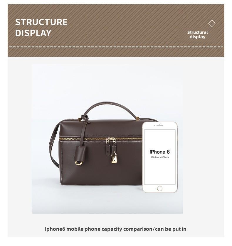 LP27 Женская сумка-ланч-бокс и сумка через плечо из натуральной кожи большой вместимости — ретро, растительного дубления, коллекция осень/зима