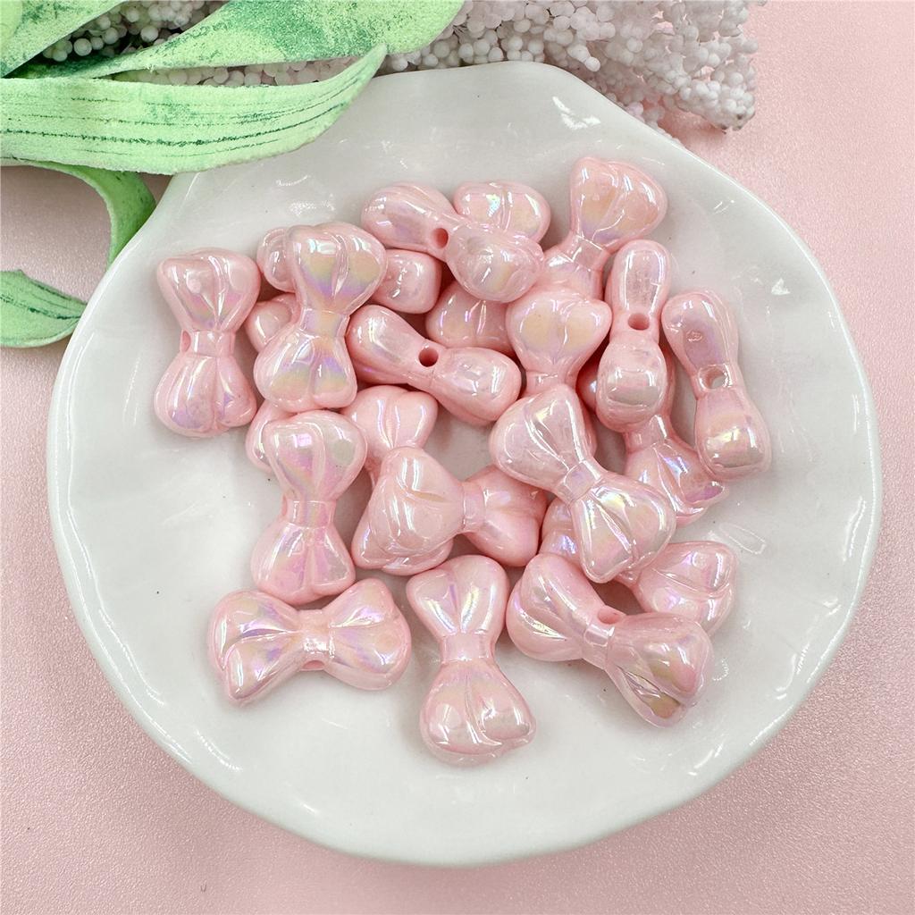 Креативные ослепительные акриловые маленькие бусины в виде банта, материал для самостоятельного изготовления бисера, подвеска, мода для браслета, 20 шт., брелок для изготовления ожерелья, 9,7*17,9 мм