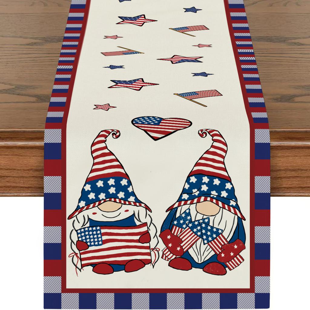 Amazon Temu Popular Summer Independence Day Sunflower Print Decorative Linen Table Flag Table Cloth