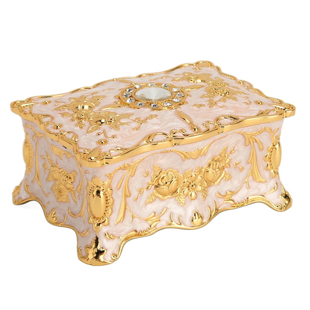 Винтажная шкатулка для украшений Мини европейский стиль антикварная шкатулка для украшений металл эмалированное кольцо ожерелье серьги