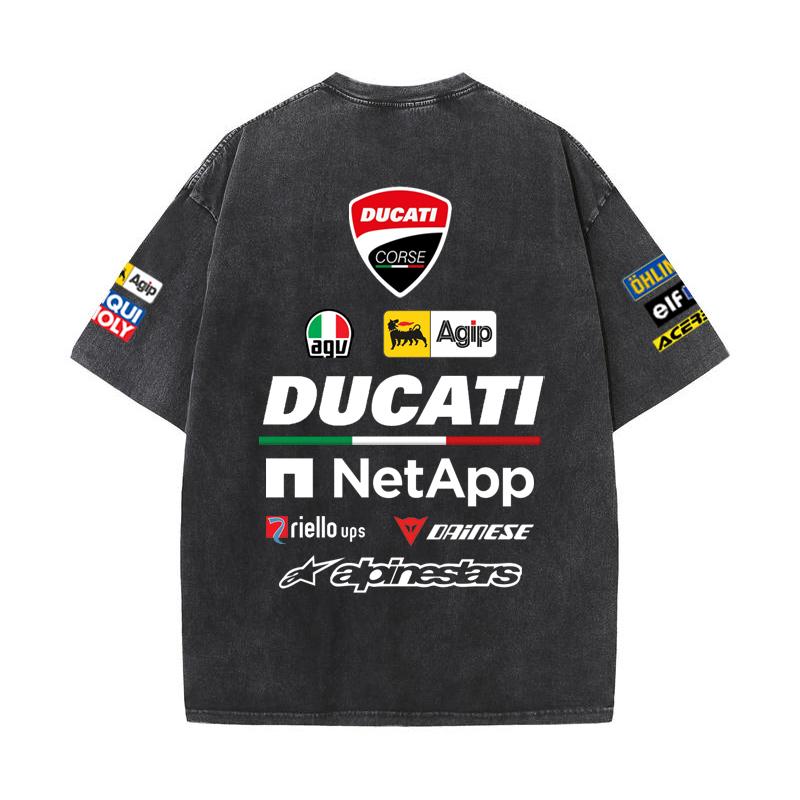 2026 Лето Ducati F1 Гоночный костюм Red Bull Вестаппен Командная форма Футболка с коротким рукавом Винтажная стирка Футболка с круглым вырезом